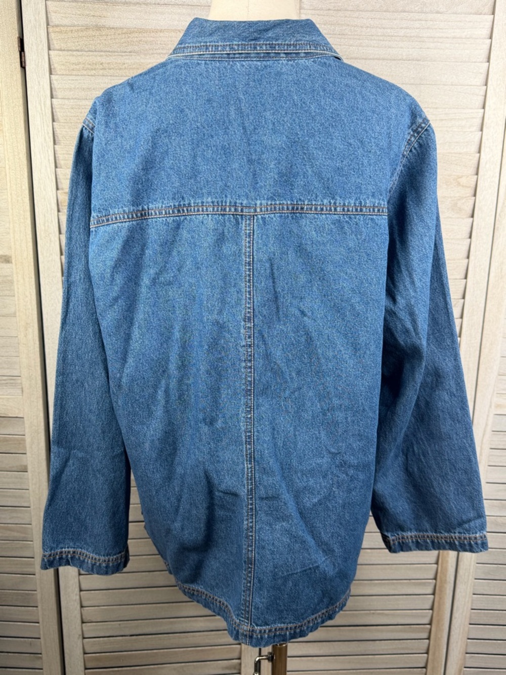 BLAIR Vintage Denim Chore Jacket with Embroidered Cats/Dogs on Pockets-Large - Picture 4 of 4